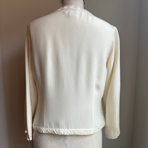 Talbots Petites Silk Beaded Jacket Cardigan – Size 10P Ivory - Picture 2 of 8